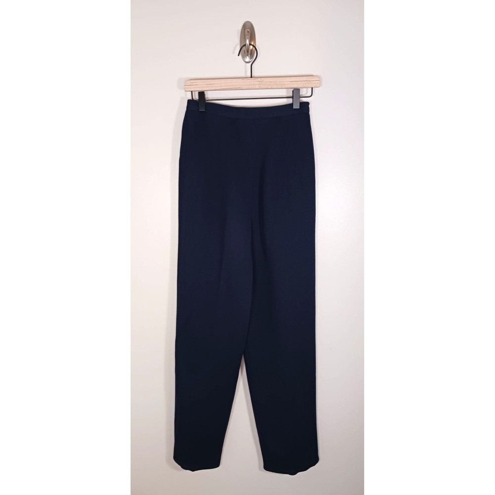 Sonia Rykiel 100% Wool Wide Leg Trousers Womens S Navy High Rise Designer Pants